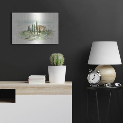 Art mural en métal luxueux «Watercolor Tuscan Villa II» par Ethan Harper, 16 po x 12 po