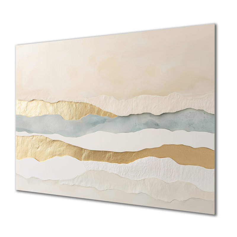 Golden Stipes - impression abstraite sur métal, impression sur métal moderne, L 44 po x H 34 po