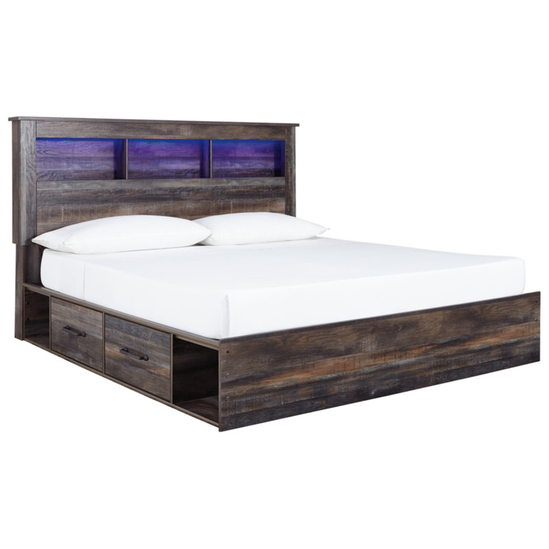 Lit plateforme Drystan avec rangement latéral optionnel non inclus, Très grand