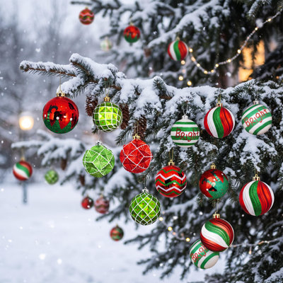 Ensemble de 16 boules de Noël incassables de 6 cm