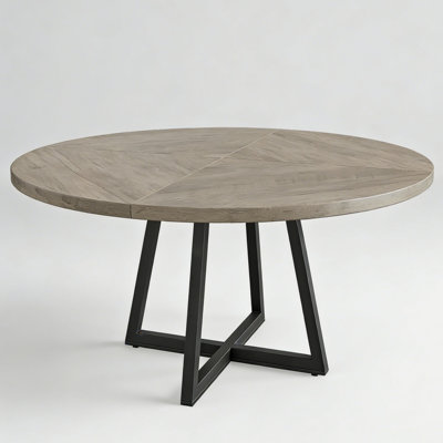 Table de salle à manger ronde de 47 po pour 4 à 6 personnes, table industrielle moderne avec piédestal en métal, sans chaises