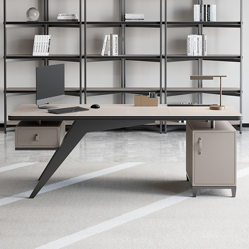 Bureau rectangulaire en acier inoxydable + avec 1 tiroir, H 29,53 po x l 70,87 po x P 27,56 po, Gris