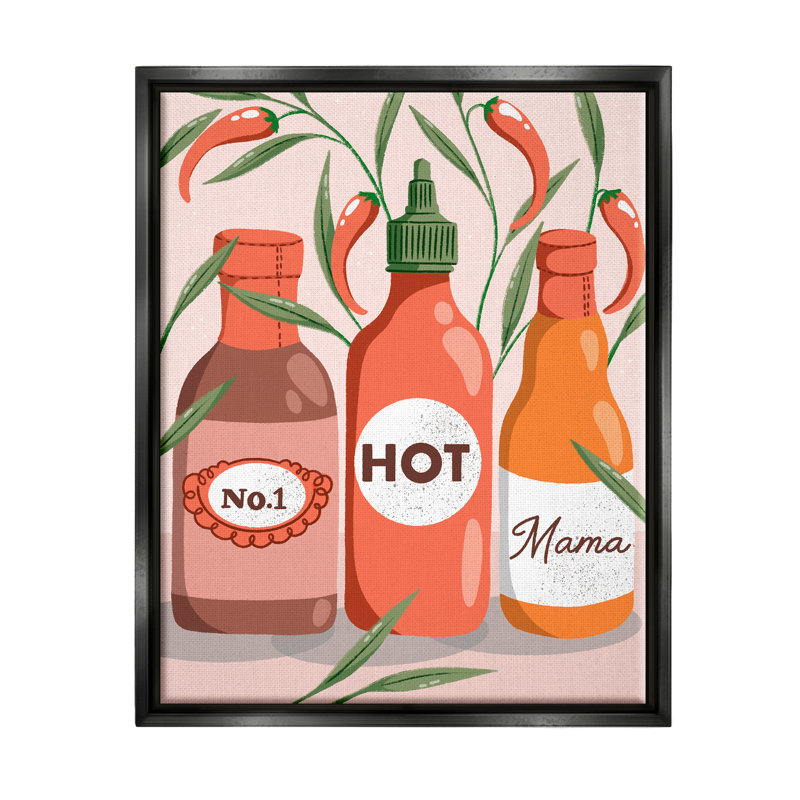«No.1 Hot Mama Chili Sauce» par Dominika Godette, impression, Cadre flottant noir de jais, H 21 po x l 17 po x P 1,7 po