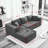 L-Shape Sectional Couch with Left Facing Chaise-1649949934