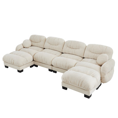 Compression Cozy Chenille 4 Seat Sectionals, Modern Modular U Shape For Home