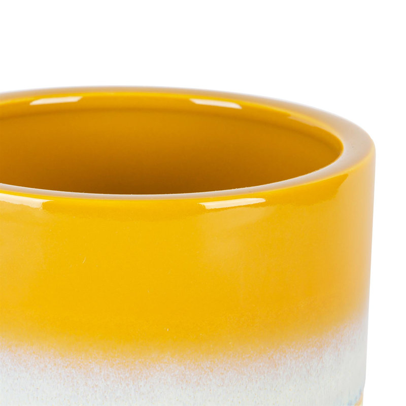 Nicola Spring - Reactive Glaze Plant Pot, 12cm H x 14cm W x 14cm D, Yellow