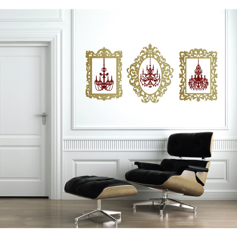 Non-Wall Damaging Wall Decal, White/Gold, 33" H x 42" W x 0.01" D