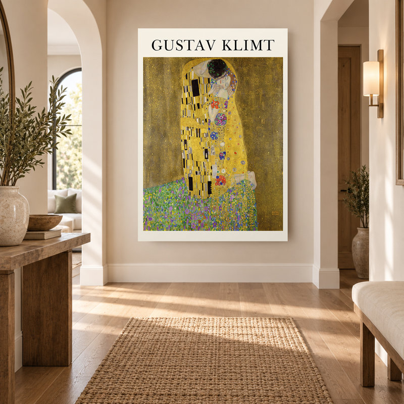 Gustav Klimt, Le Baiser, chef-d'œuvre Art Nouveau doré, toile murale, H 18 po x l 12 po