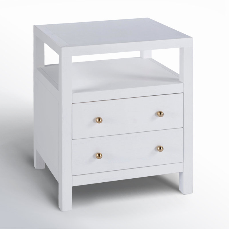 Nora 2-Drawer Nightstand, Textured White