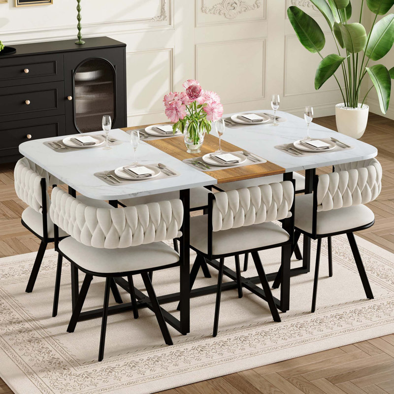 Ensemble de table de salle à manger 7PCS, White