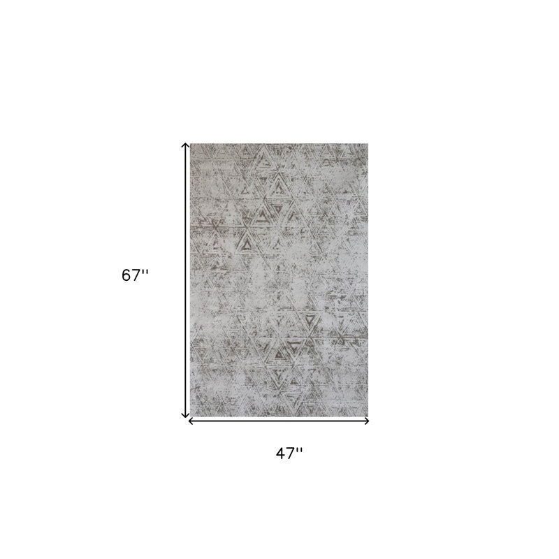 Tapis abstrait crème et beige 4 pi x 6 pi