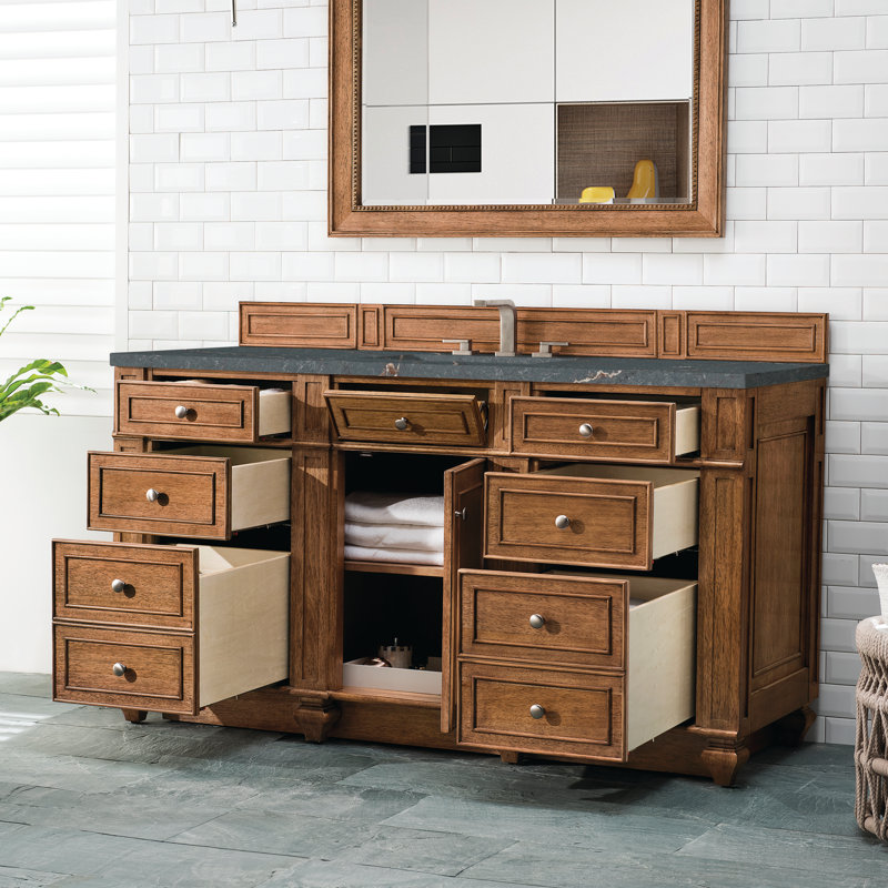 Bristol 60'' W Single Vanity, Saddle Brown, Parisien Bleu, 8" Widespread
