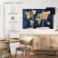 Carte du monde en bois texturé sur toile, ensemble de 3 pièces-690472891