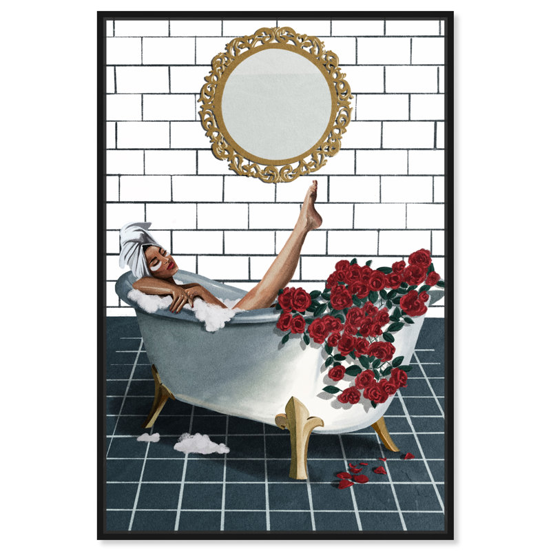 " Bathtime Lounge II ", 36" H x 24" W, Black Framed