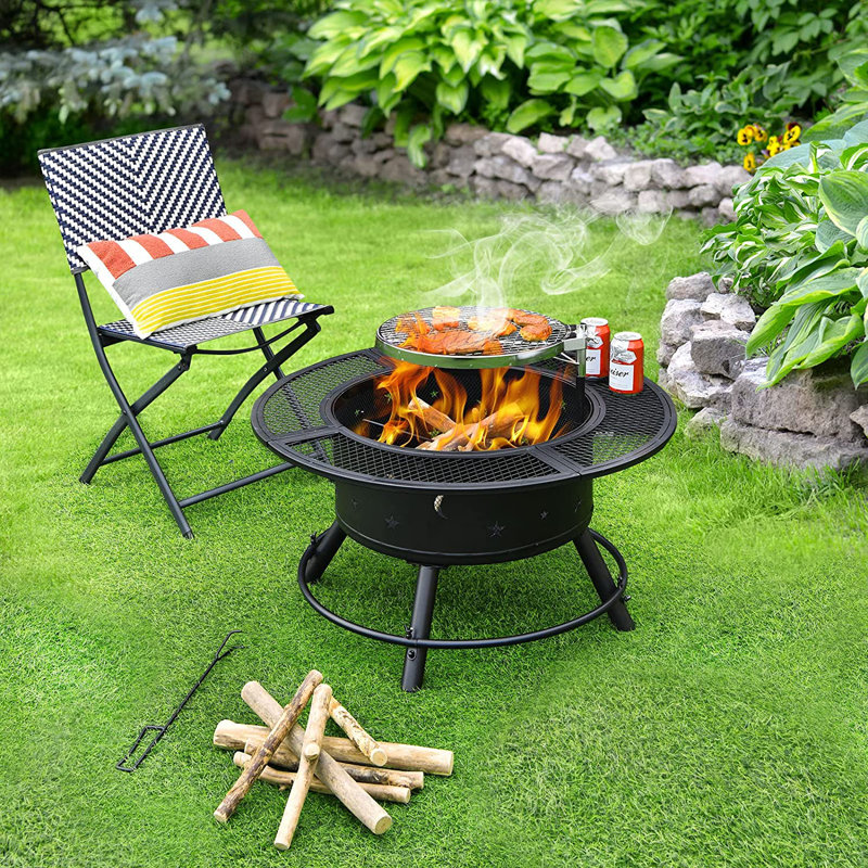 Azuzena Round Steel Wood Burning Smokeless Fire Pit