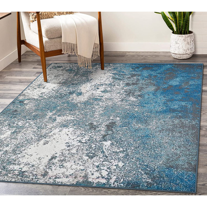 Tapis abstrait côtier, Rectangle 5 pi x 7 pi 2 po