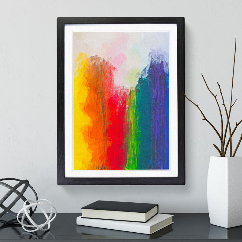 XV1022-4709X Touching The Rainbow Abstract - Print, Black Framed, 66cm H x 48cm W, White