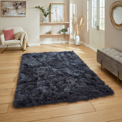 Polar Plush Afrina Machine Tufted Navy Area Rug