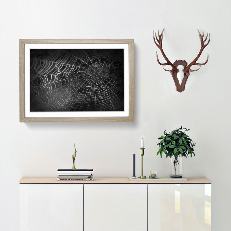 Spiders Cobweb in Abstract - Framed Print, 48cm H x 65cm W x 2cm D, Oak Framed