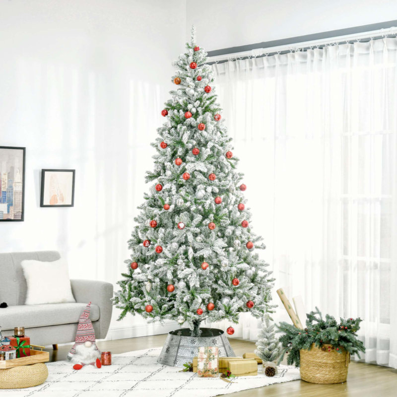 Arbre de Noël artificiel enneigé 9 pi avec branches réalistes, vert