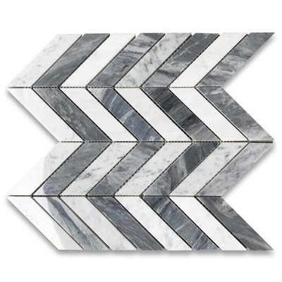 12" x 12" Marble Herringbone Mosaic Wall & Floor Tile