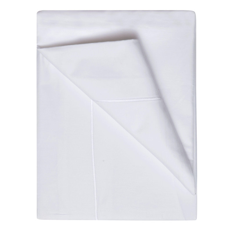 Belledorm Plain Dye 540 TC Egyptian-Quality Cotton Sateen Flat Sheet, Double (4'6), White