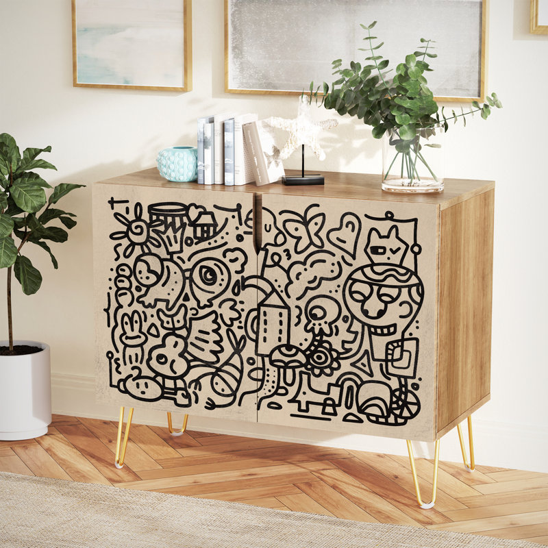 35'' Sideboard, Grafitti Animal Black