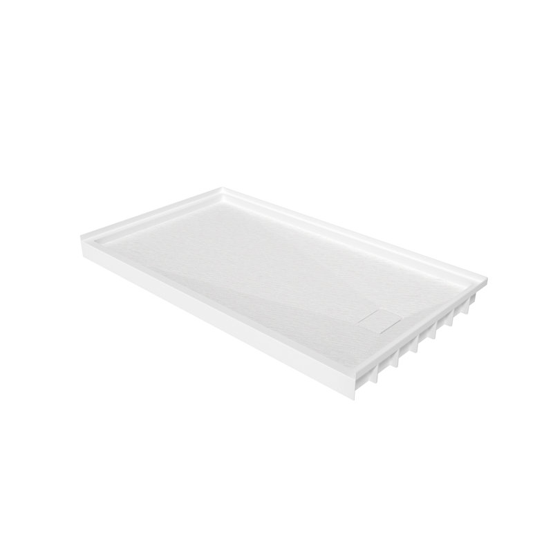 Base de douche 60 po x 60 po à simple seuil et drain à droite avec surface solide et texture antidérapante, Oui