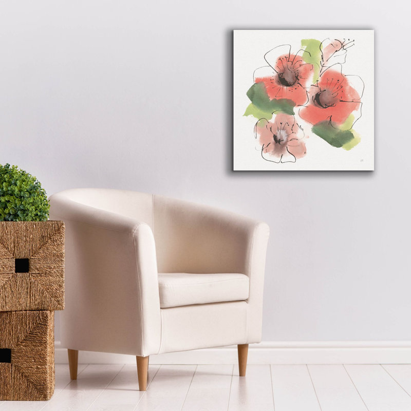 "Epic Graffiti" Pink Coral Poppies 4 "par Chris Paschke, art mural sur toile, H 26 po x l 26 po