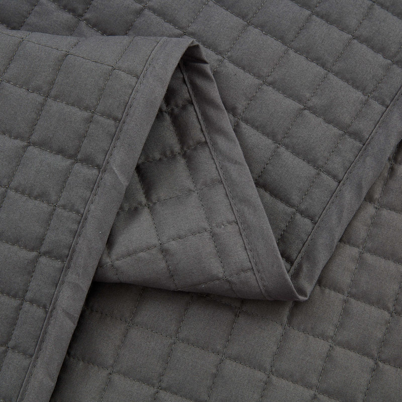  Ensemble de couvre-lit en microfibre 2 pièces, Gris foncé, Courtepointe simple et 1 taie décorative