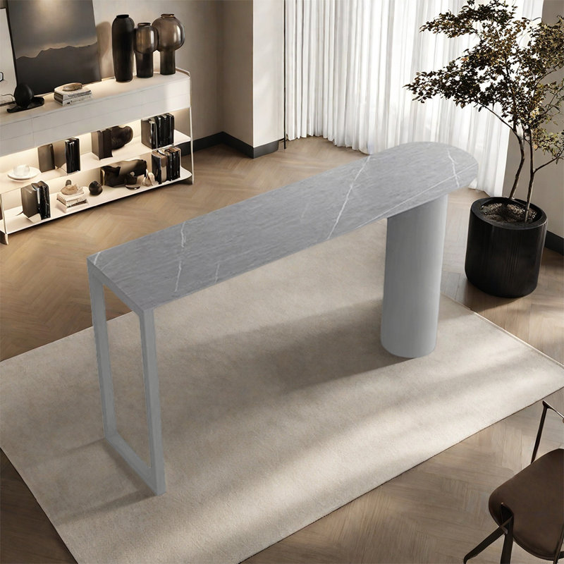 Table de bar simple et élégante pour un usage domestique, H 41,3 po x L 55,1 po x l 15,7 po, Gris, Gris