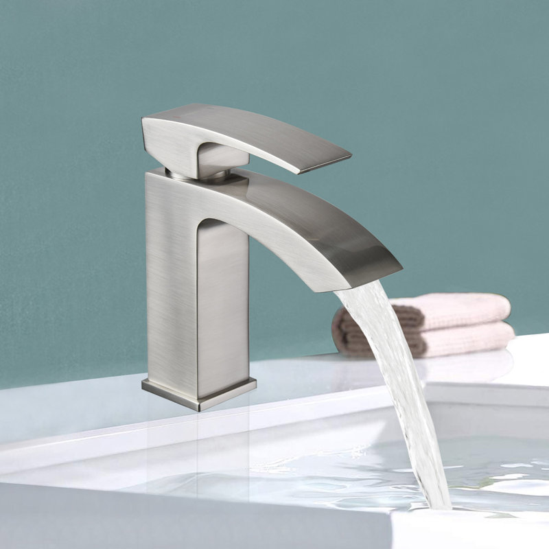 Robinet de salle de bain noir Waterfall, Nickel brossé