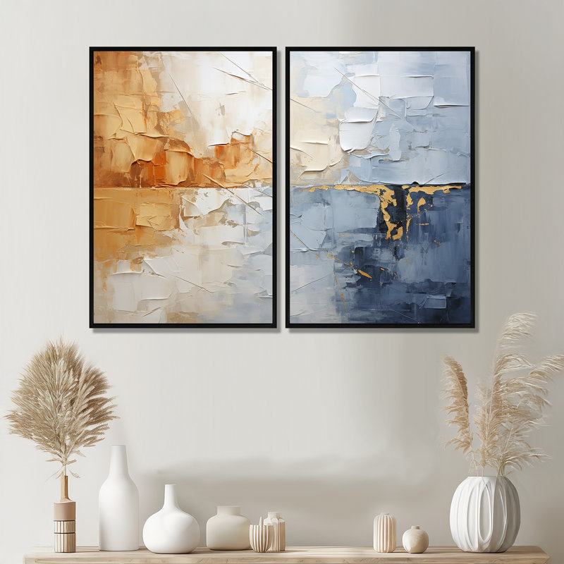 «Clouds Landscape Canopy Collage II», ensemble d'art mural traditionnel de 2, Impression encadrée flottante