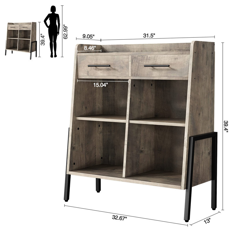 Bibliothèque standard en fer H 39,4 "x l 32,67" Xaviea