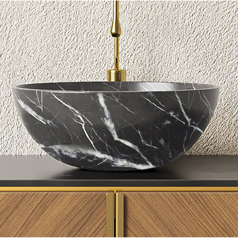 Durable Ceramic Stone-pattern Vessel Sink For Stylish Bathrooms