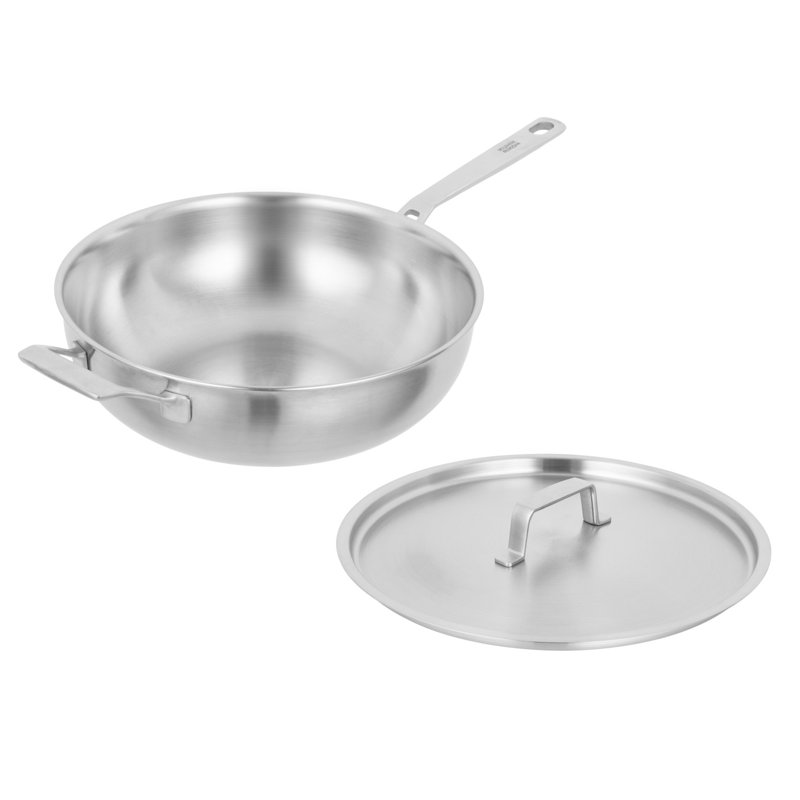 Kuhn Rikon Culinary Fiveply Stainless Steel Uncoated Induction Wok with Long & Helper Handle, 28cm