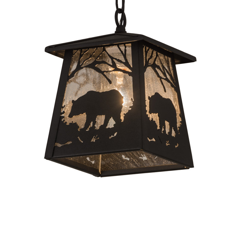 Luminaire suspendu géométrique 1 lumières lanterne Ewert, Fer forgé vieilli