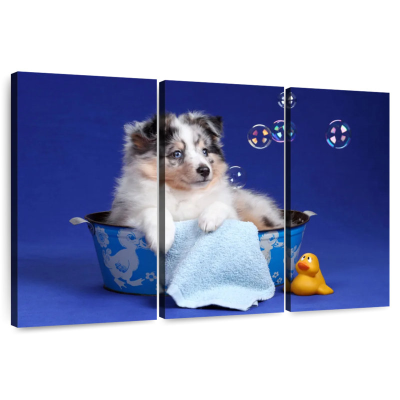 Brampt Puppy Bath Time, 32" H x 50" W