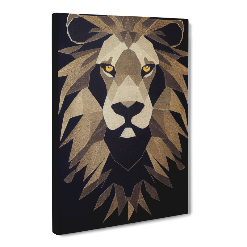 CAN-V0523-1396X Lion Embroidery - Wrapped Canvas Print, 50cm H x 35cm W x 3cm D