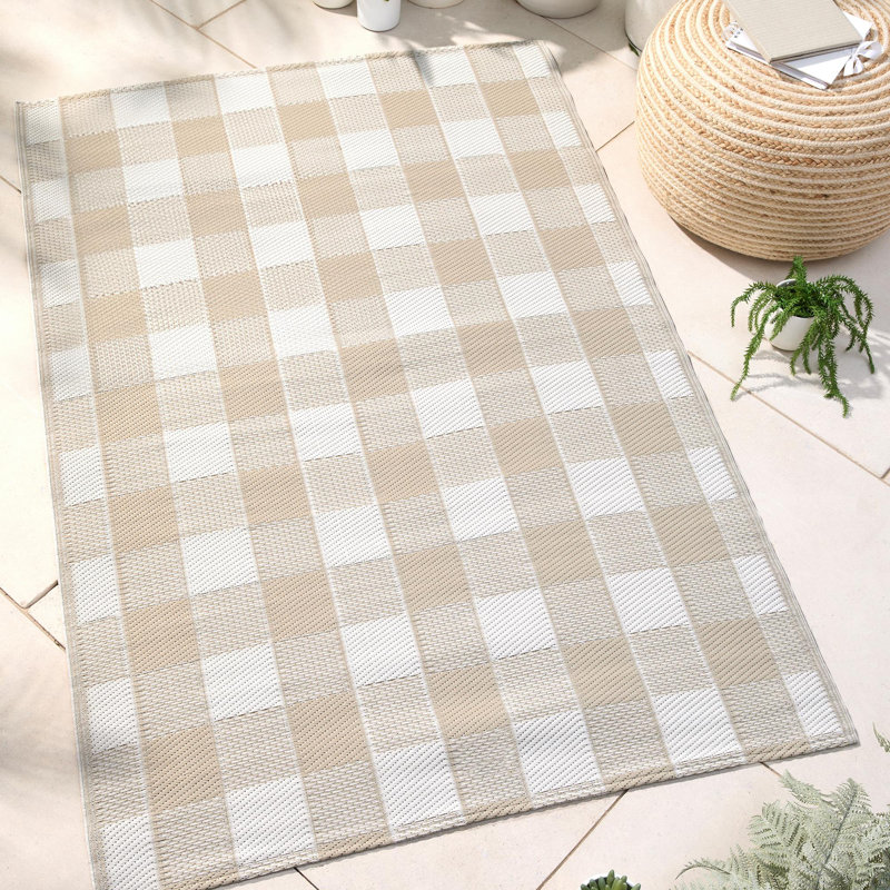 D & D Gingham Outdoor Rug, Natural
