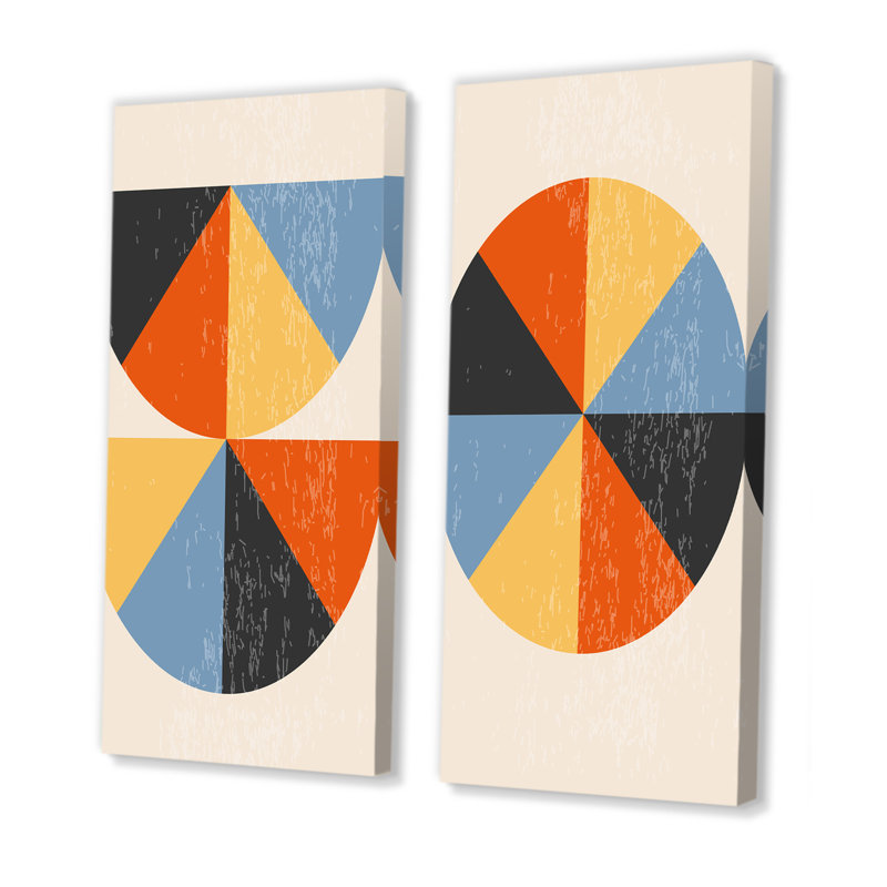 Minimal 20S Bauhaus Geometric III - ensemble de 2 peintures, Toile tendue, H 32 po x l 32 po x P 1 po
