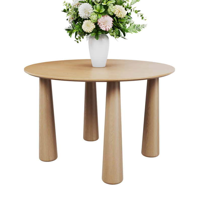 Arline 45" Round Solid Wood Dining Table, Oak