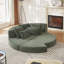 Canapé-lit 78,5 pouces en velours côtelé semi-circulaire 2 en 1, avec coussin pour le cou et cinq coussins décoratifs dans le salon-59625627-59625628