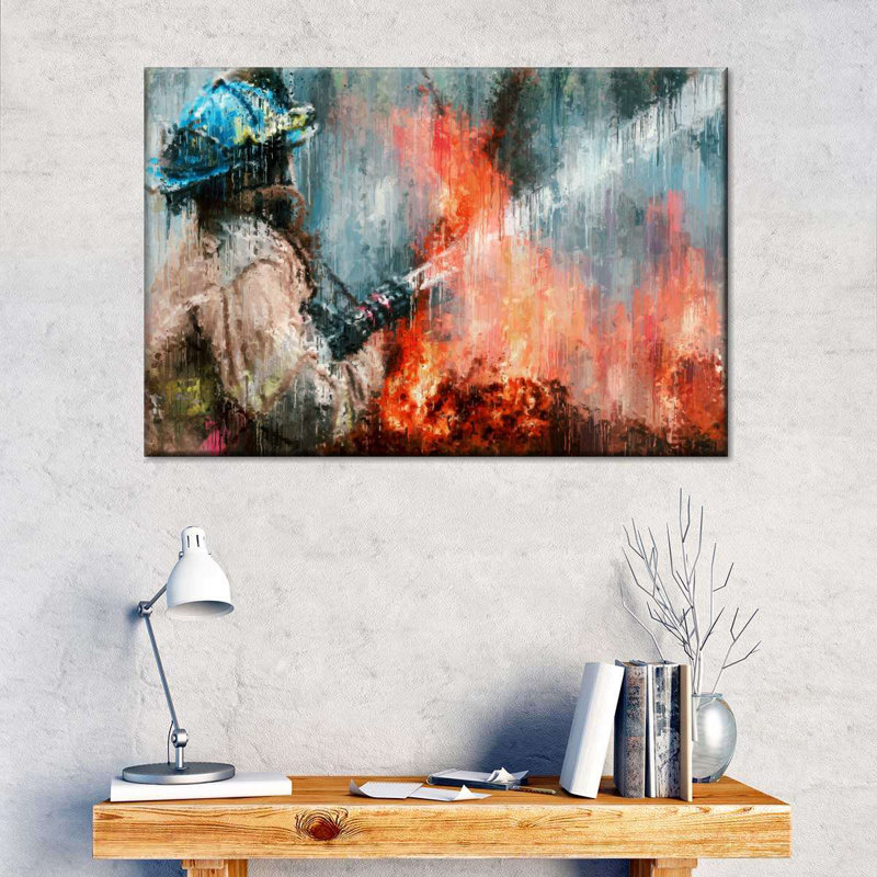 " Abstract Firefighter ", 8" H x 12" W x 1" D