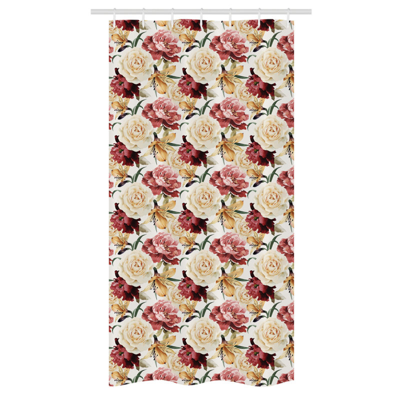 Esher Floral Shower Curtain with Hooks Included, 72" H x 36" W