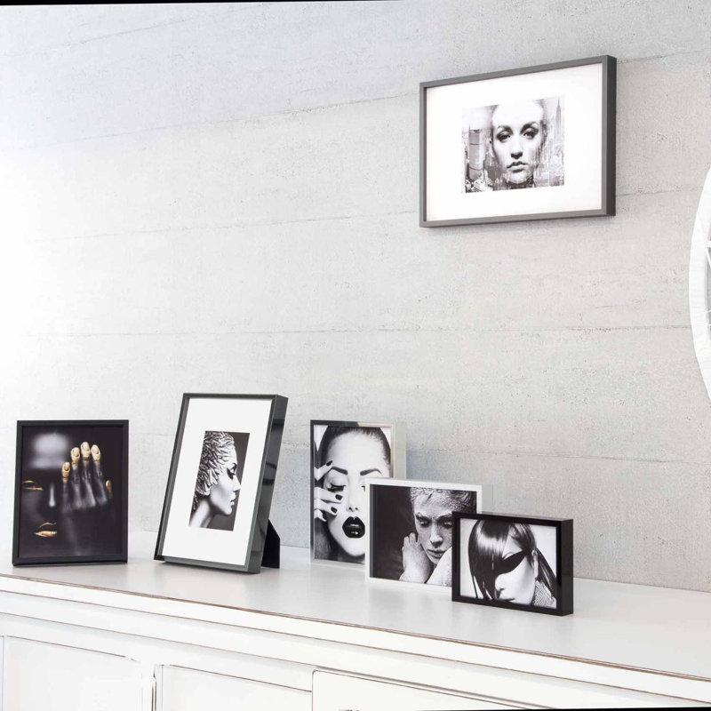 nielsen Alpha Aluminium Picture Frame, Jet Polished Black, 13cm W x 18cm H