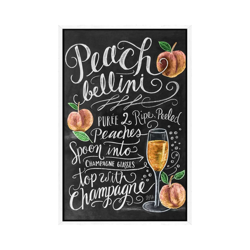 Peach Bellini Recipe - Print on Canvas, 66.04cm H x 45.72cm W x 3.81cm D, White Floater Framed