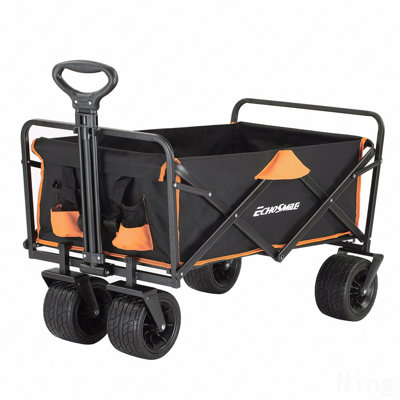 Chariot pliable robuste d'une capacité de 350 lb, chariots de camping pliants d'extérieur, chariot utilitaire portatif d'épicerie, chariots à roulettes réglables, chariot de sport tout terrain avec de grandes roues par Boahaus