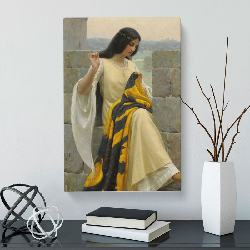 Stitching the Standard by Edmund Leighton - Wrapped Canvas, 60cm H x 40cm W x 3cm D