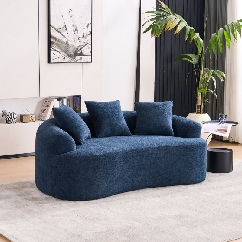 Causeuse rembourrée moderne avec dossier coussiné Modern, Bleu
